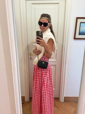 S/W/F Cross-Cut V-Neck Drop-Waist Maxi Dress - size M